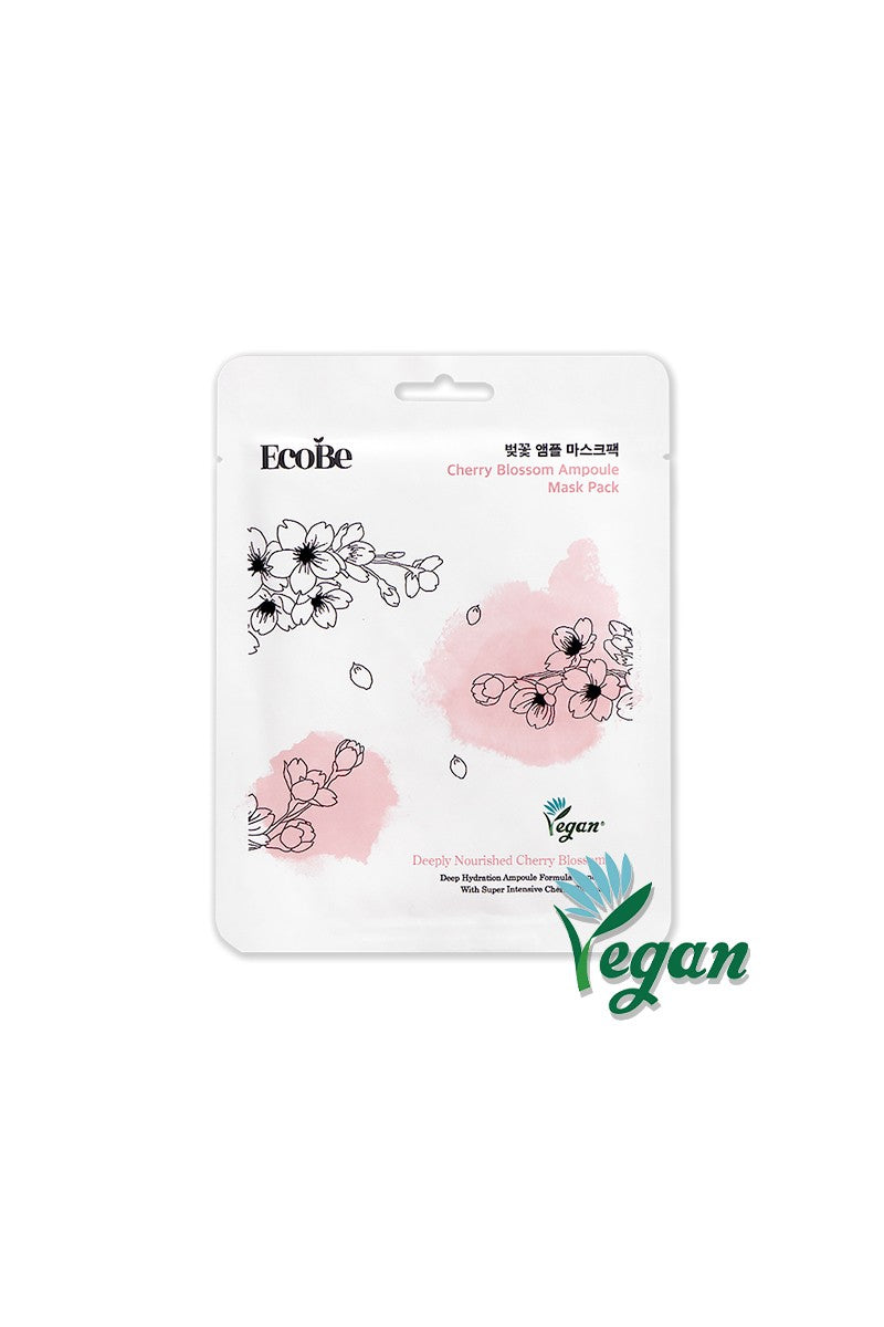 EcoBe Cherry Blossom Ampoule Facial Mask Sheet – Brightening & Deep Hydration