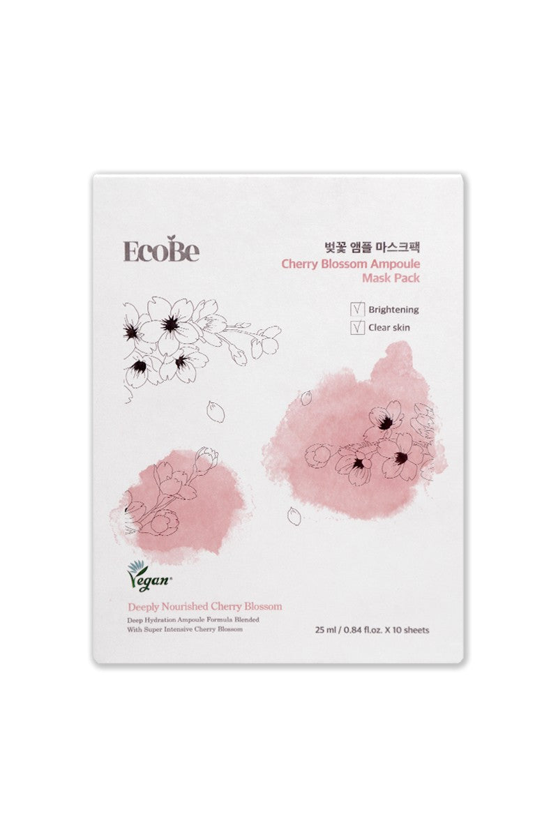 EcoBe Cherry Blossom Ampoule Facial Mask Sheet – Brightening & Deep Hydration