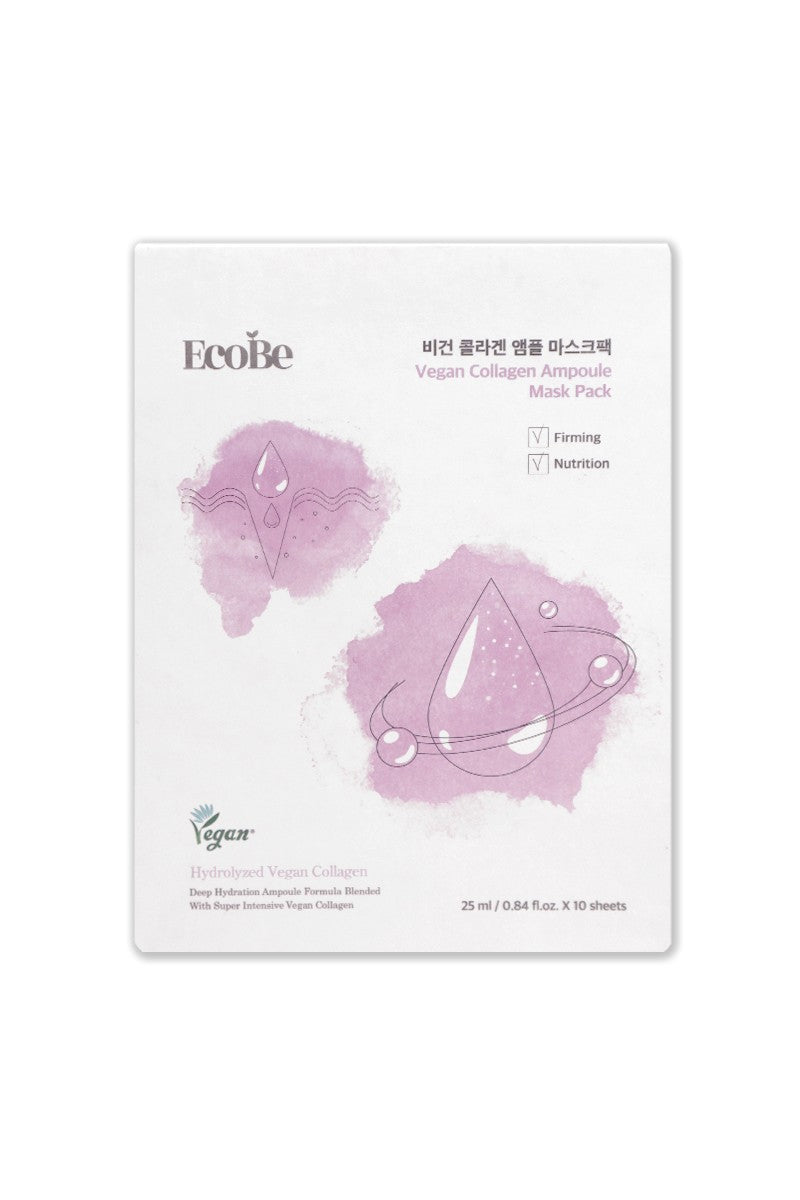 EcoBe Vegan Collagen Ampoule Facial Mask Sheet – Firming & Nourishing Hydration
