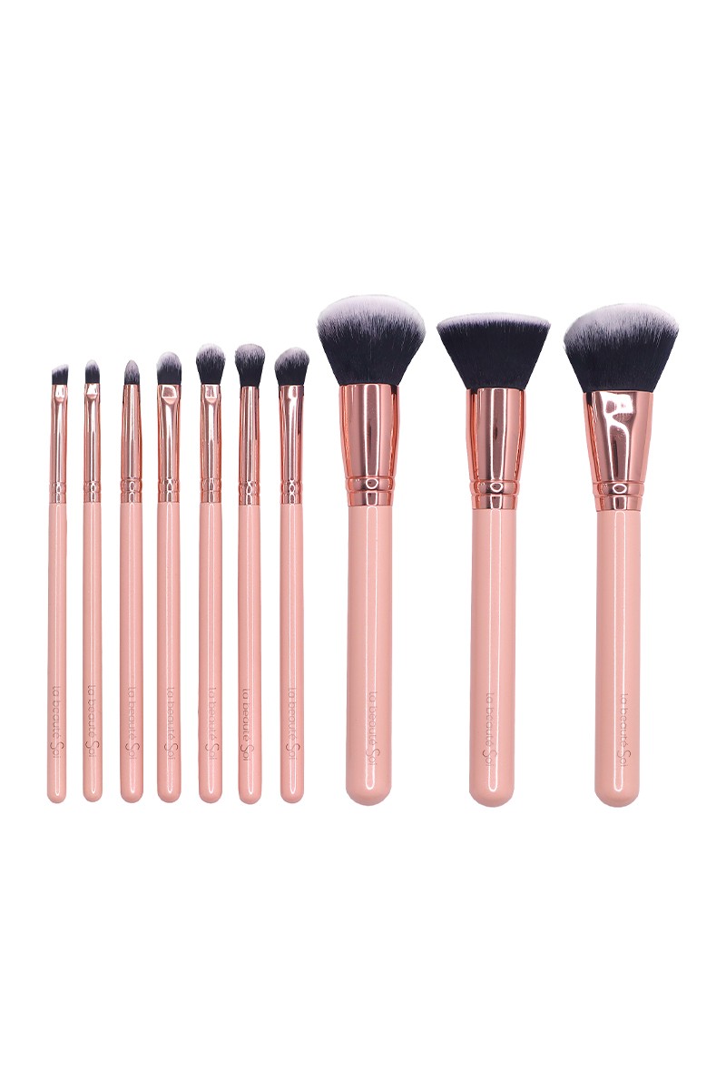 LBS BLUSH PINK 10-Piece Luxe Makeup Brush Set in Water-Resistant Hybrid Paper Case
