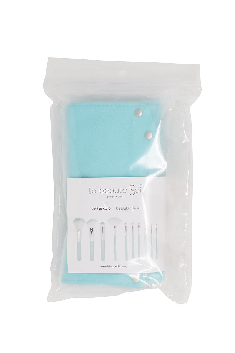 LBS MINT 10-Piece Essential Makeup Brush Set with Travel-Friendly Pouch