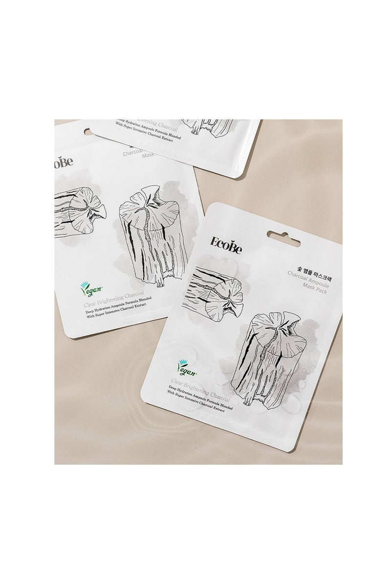EcoBe Charcoal Ampoule Facial Mask Sheet – Clarifying and Hydrating Treatment