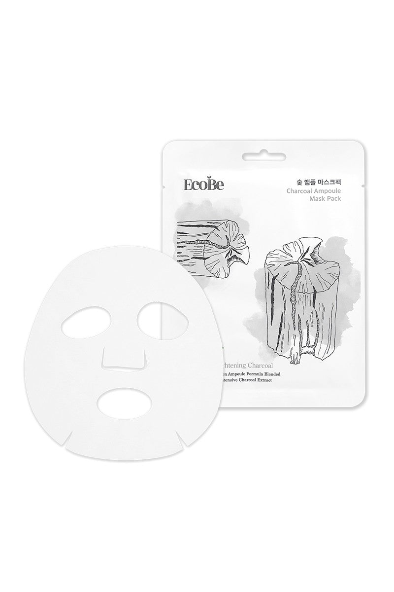 EcoBe Charcoal Ampoule Facial Mask Sheet – Clarifying and Hydrating Treatment