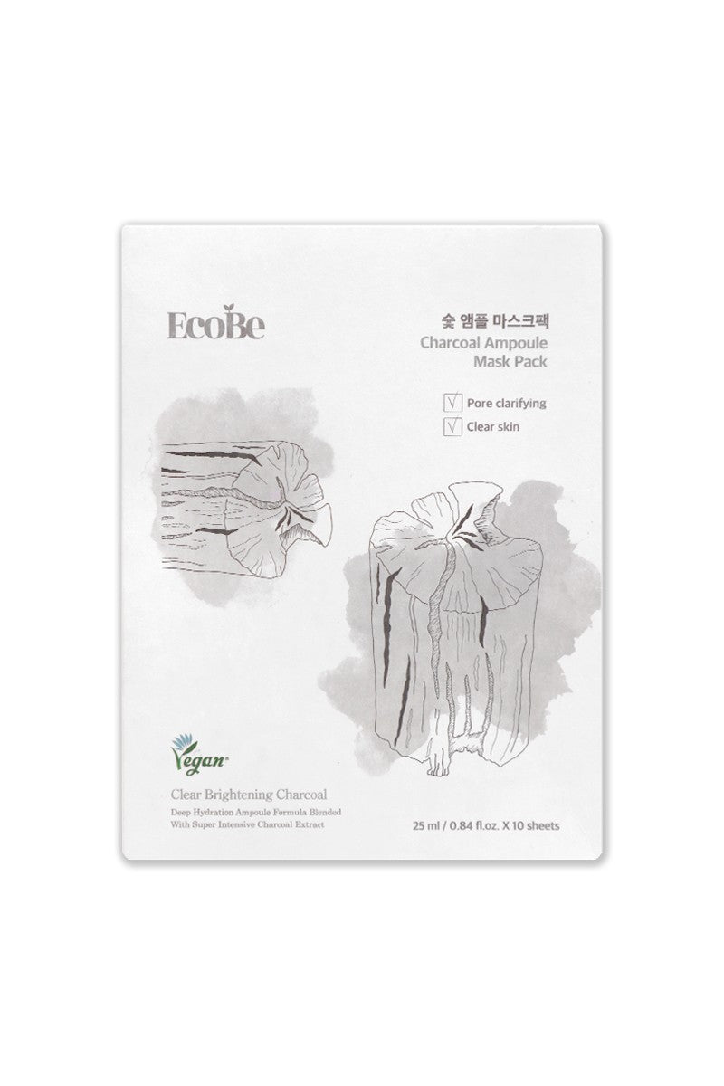 EcoBe Charcoal Ampoule Facial Mask Sheet – Clarifying and Hydrating Treatment
