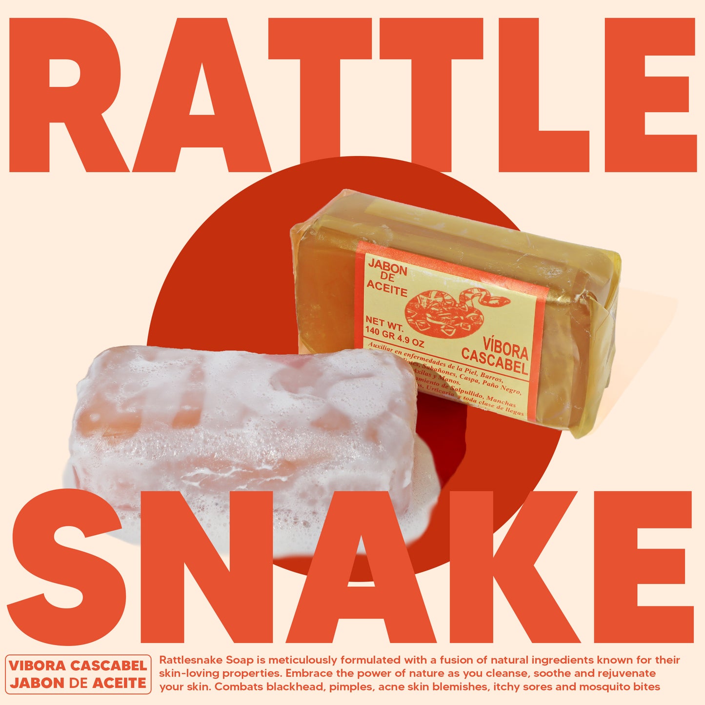 Jabon de Aceite Vibora – "the Famous" Rattlesnake Soap for Skin Treatment