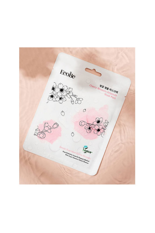 EcoBe Cherry Blossom Ampoule Facial Mask Sheet – Brightening & Deep Hydration