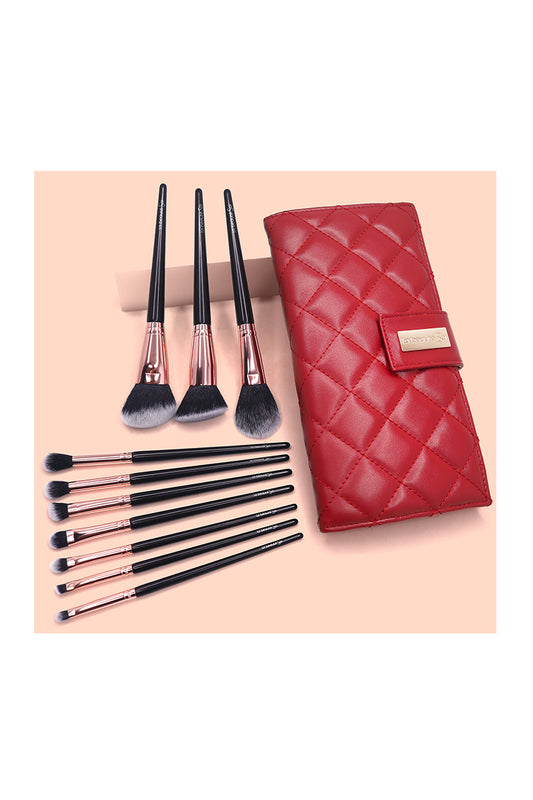LBS RED 10-Piece Luxury Makeup Brush Set with Red Case – Your Complete Beauty Essential